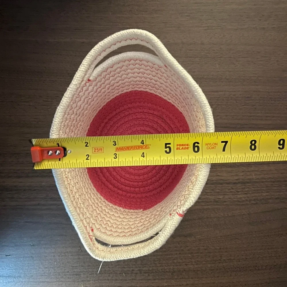 Coiled Rope Basket Kids Small Pink White NWOT Woven Storage